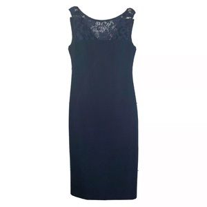 Eliza J Ribbed Sheath Dress Sleeveless Stretch Navy Blue Sz 6